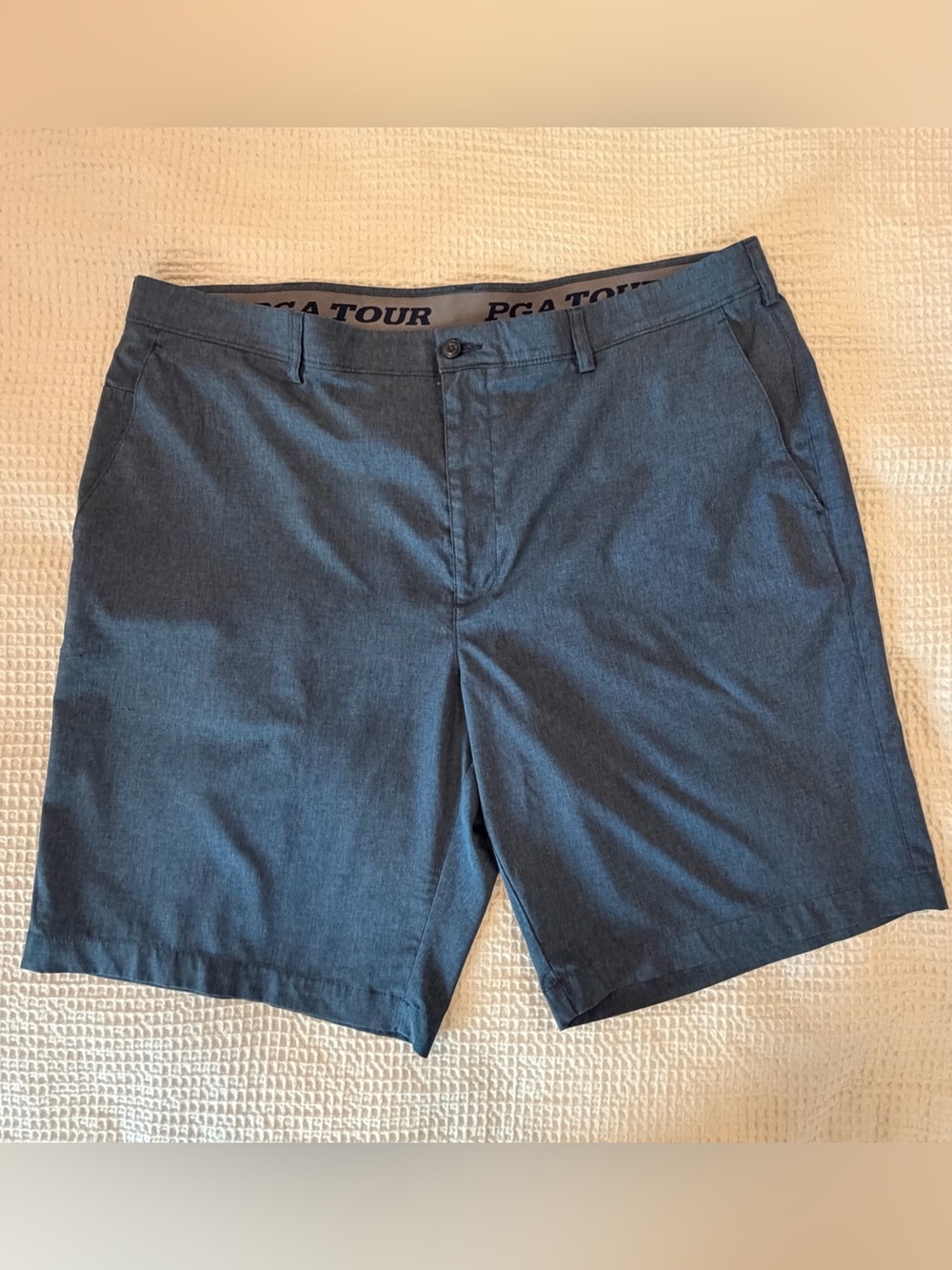 PGA TOUR Men's Heather Navy Flat Front Golf Shorts